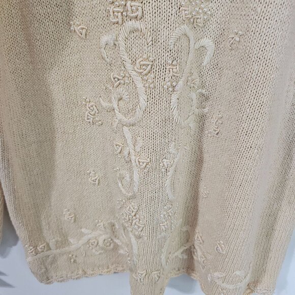 Vintage Cardini Beige Embroidered Sweater M 55% Ramie 45% Cotton《884》J - Picture 5 of 7
